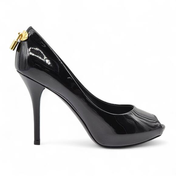 Louis Vuitton Oh Really Peep Toe Platform Pumps Black EU 38 US 7.5 - New $1045 - Picture 3 of 9